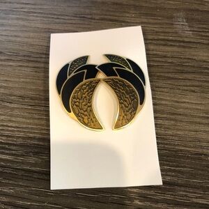 Vintage Black and Gold Statement Earrings